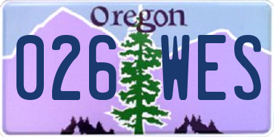 OR license plate 026WES