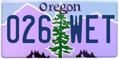 OR license plate 026WET