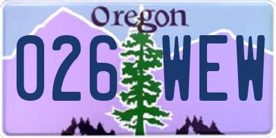 OR license plate 026WEW