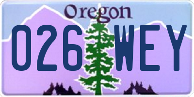 OR license plate 026WEY