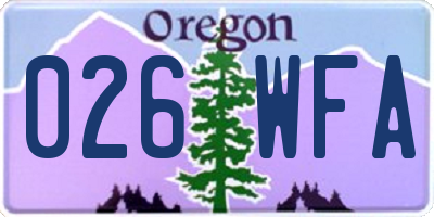 OR license plate 026WFA
