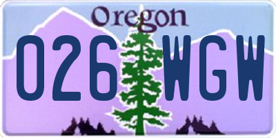 OR license plate 026WGW