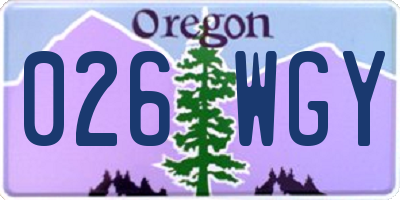 OR license plate 026WGY