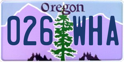 OR license plate 026WHA