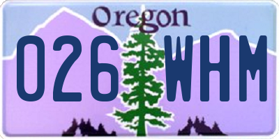 OR license plate 026WHM
