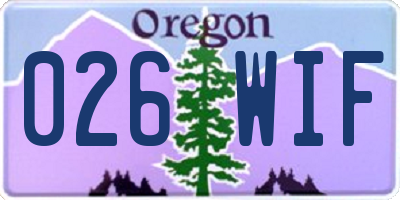 OR license plate 026WIF