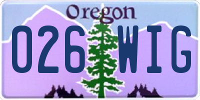 OR license plate 026WIG