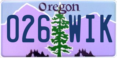 OR license plate 026WIK