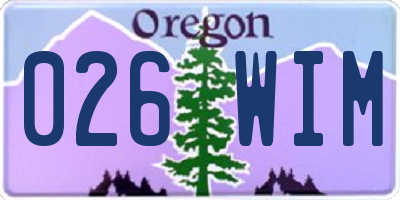 OR license plate 026WIM