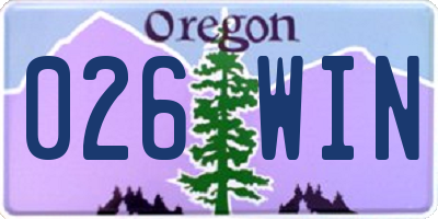 OR license plate 026WIN