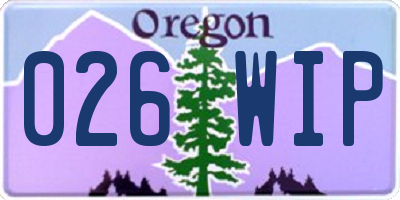 OR license plate 026WIP