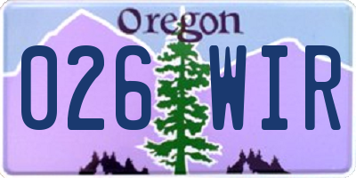 OR license plate 026WIR