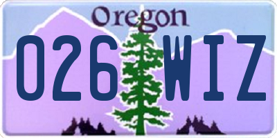 OR license plate 026WIZ