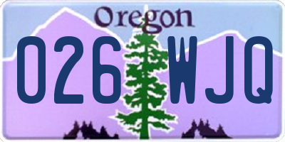 OR license plate 026WJQ
