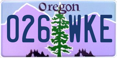 OR license plate 026WKE