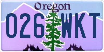 OR license plate 026WKT