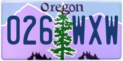 OR license plate 026WXW