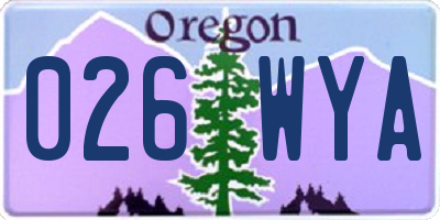 OR license plate 026WYA