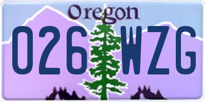 OR license plate 026WZG