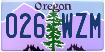 OR license plate 026WZM