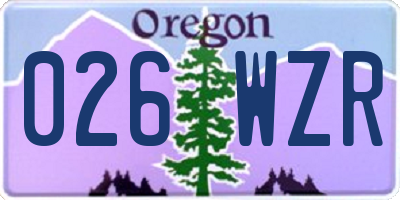 OR license plate 026WZR
