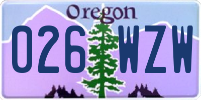 OR license plate 026WZW