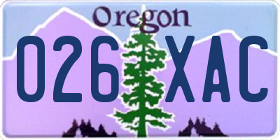 OR license plate 026XAC