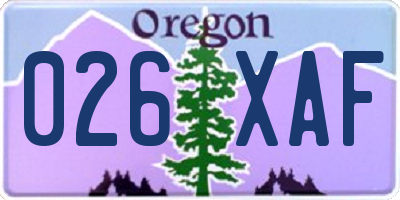 OR license plate 026XAF