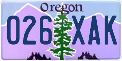 OR license plate 026XAK