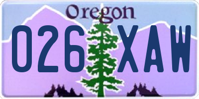OR license plate 026XAW