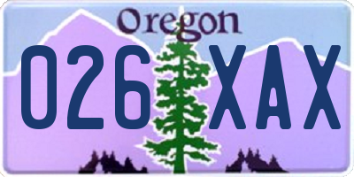 OR license plate 026XAX