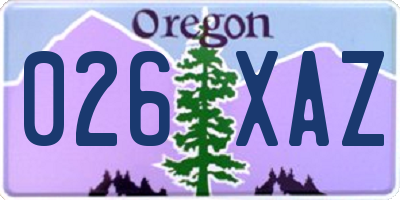 OR license plate 026XAZ