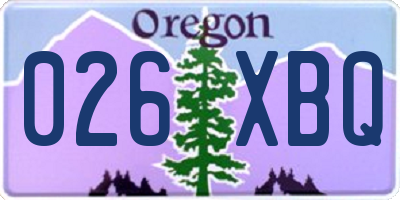 OR license plate 026XBQ