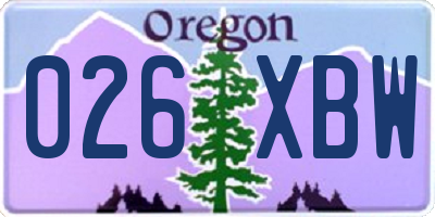 OR license plate 026XBW