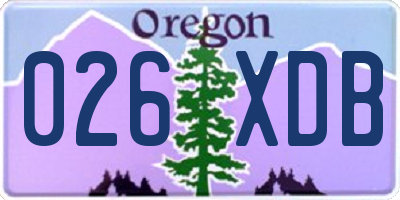 OR license plate 026XDB