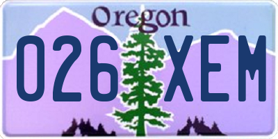 OR license plate 026XEM