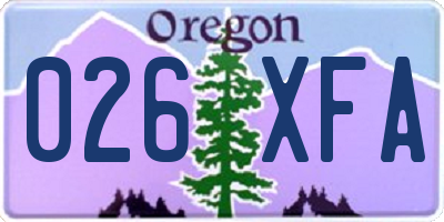 OR license plate 026XFA