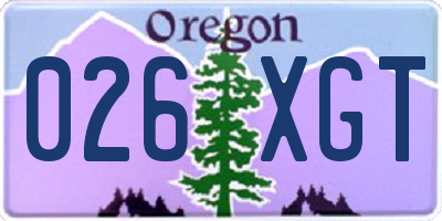 OR license plate 026XGT