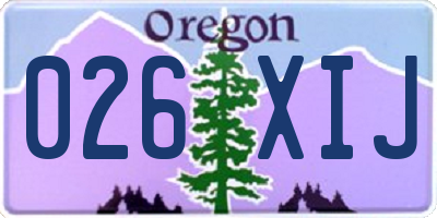 OR license plate 026XIJ