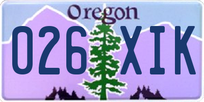 OR license plate 026XIK