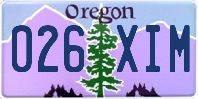 OR license plate 026XIM