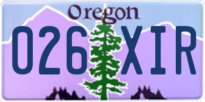 OR license plate 026XIR