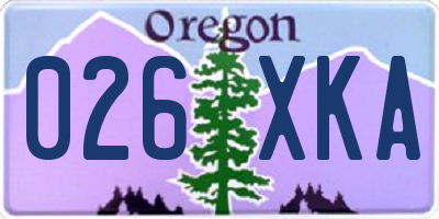 OR license plate 026XKA