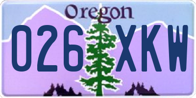 OR license plate 026XKW