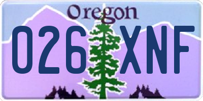 OR license plate 026XNF