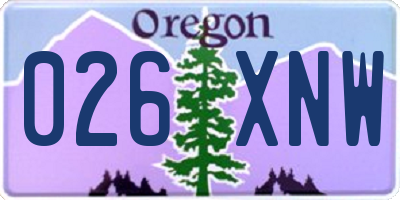 OR license plate 026XNW