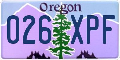OR license plate 026XPF
