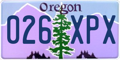 OR license plate 026XPX