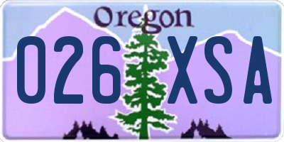 OR license plate 026XSA