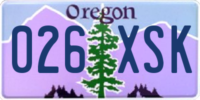 OR license plate 026XSK